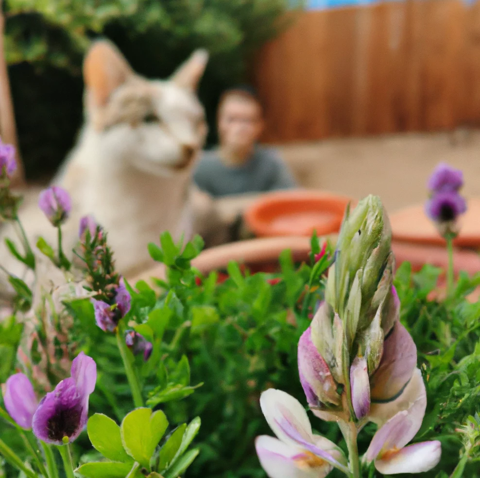 Locoweed plant with a happy cat