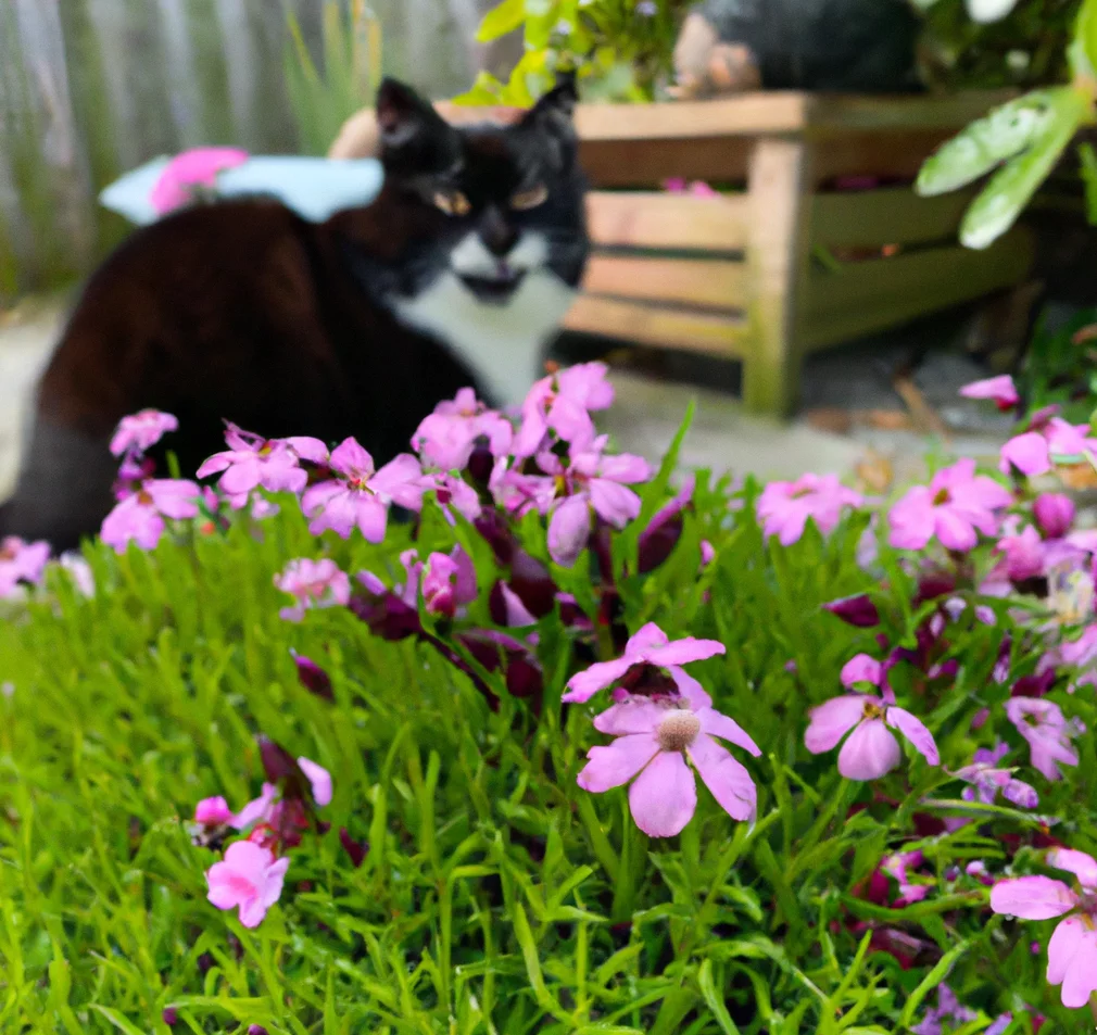 Cat near Moss Campion