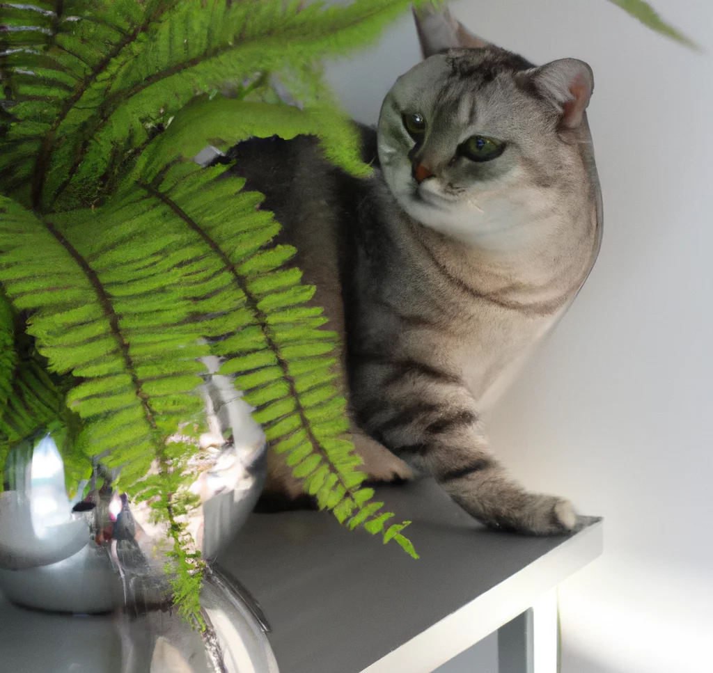 Cat near Silver Table Fern