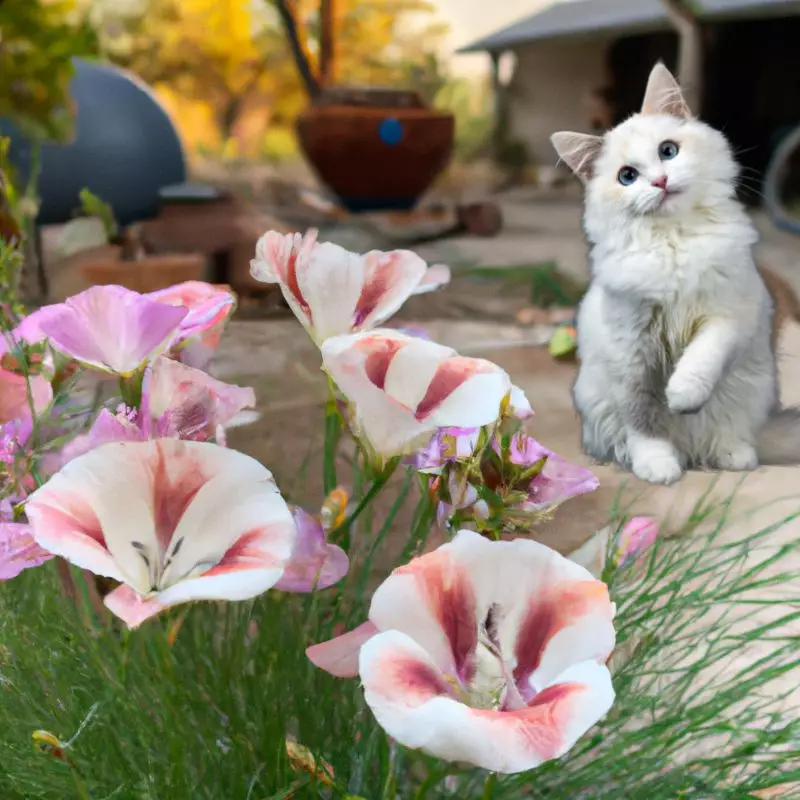 Mariposa Lily and a cat nearby