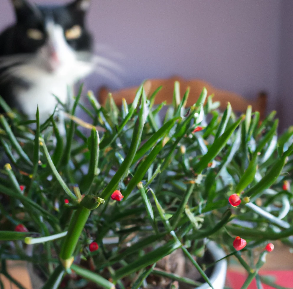 Mistletoe Cactus with a happy cat