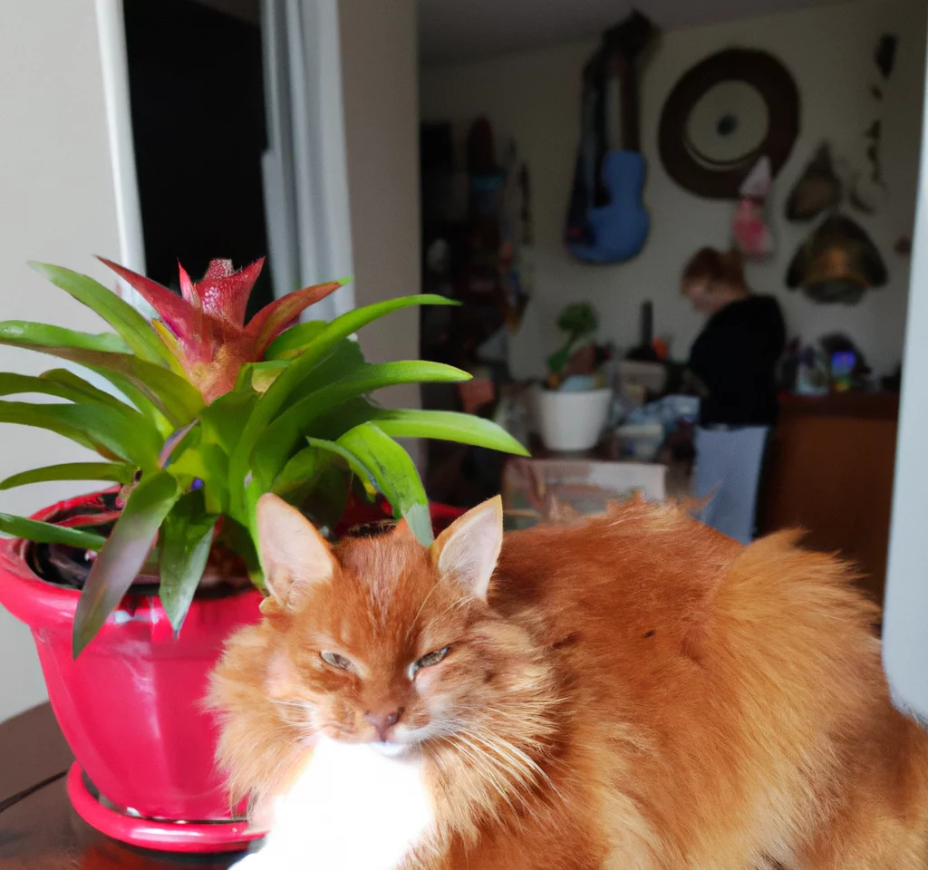 Mosaic Vase with a happy cat in the background