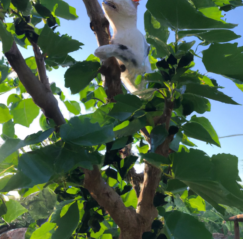 Mulberry tree with a happy cat on it