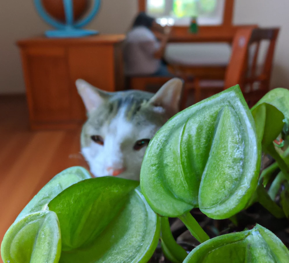 Peperomia Peltifolia Plant and a cat