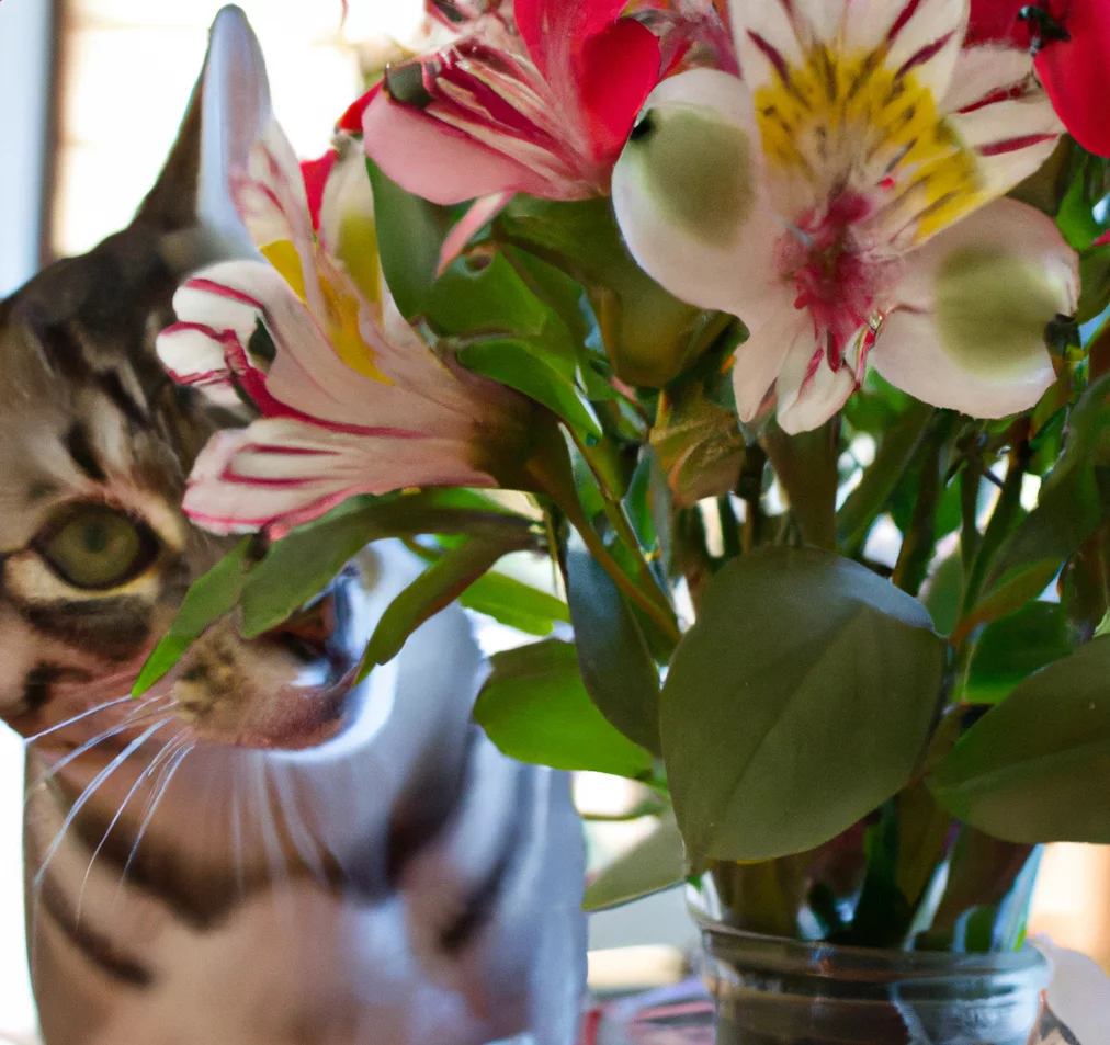 Peruvian Lily with a happy cat in the background