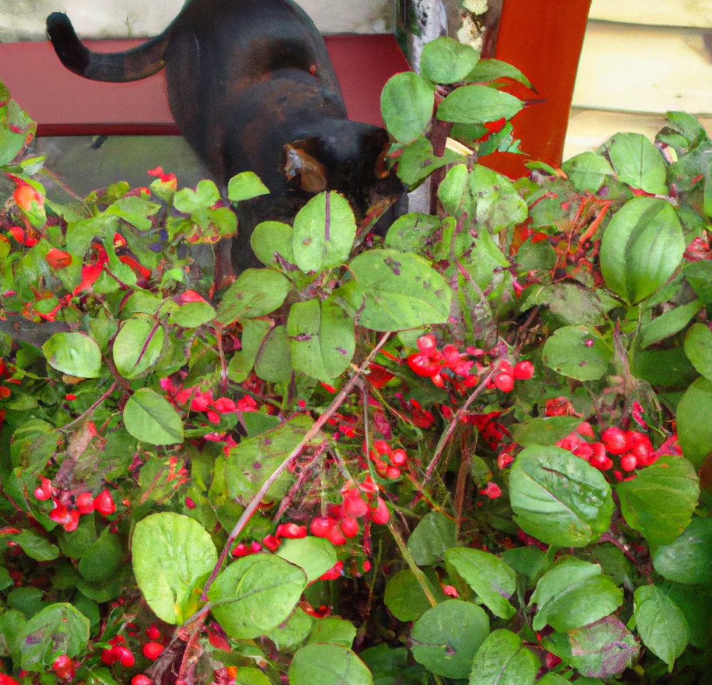 Red-Berried Greenbrier with a curious cat nearby