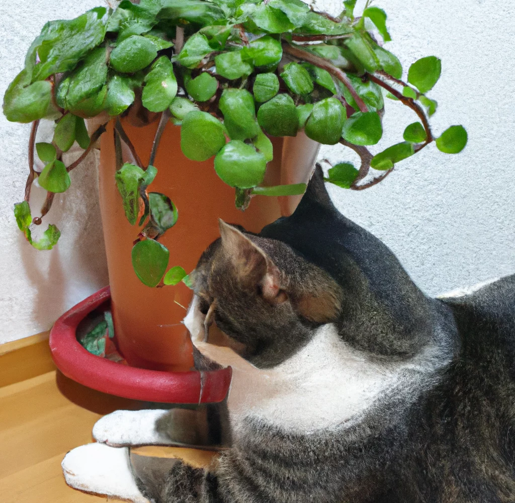 Cat near Trailing Peperomia