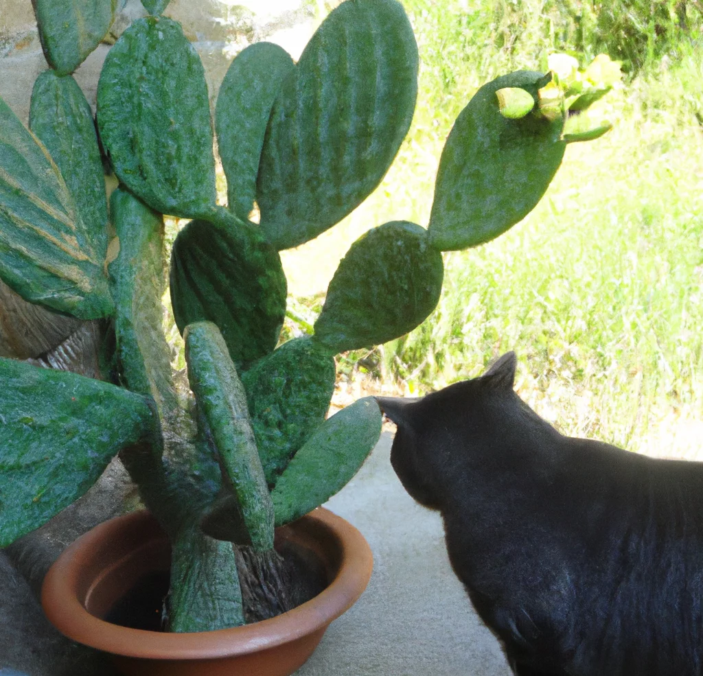 Tree Cactus with a curious cat