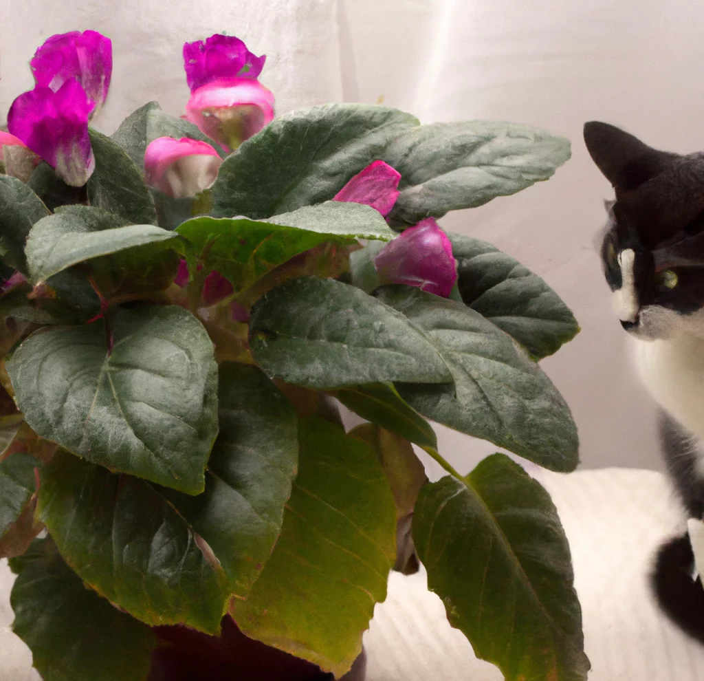 Tree Gloxinia Plant with a cat nearby