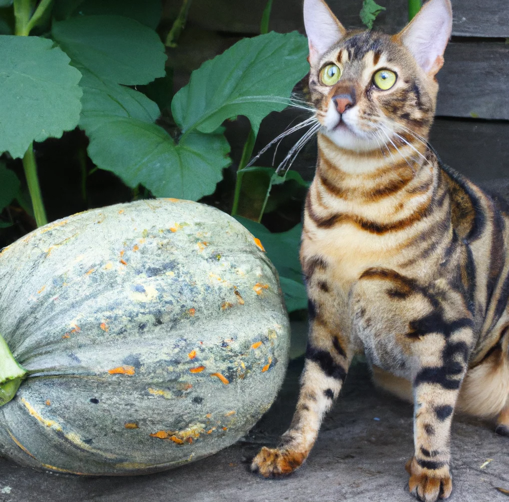 cat near a Turban Squash