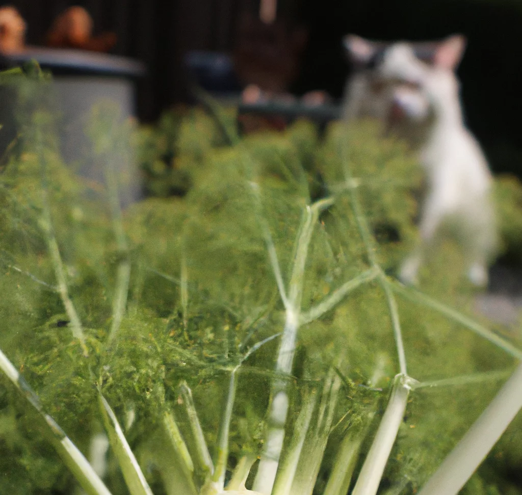 Fennel with a cat in the background