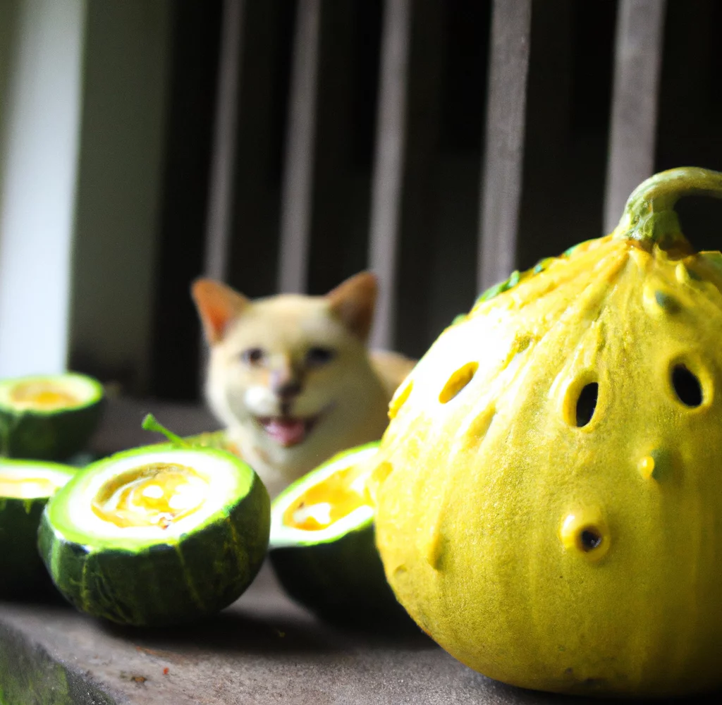 Malabac Gourd with a cat in the background