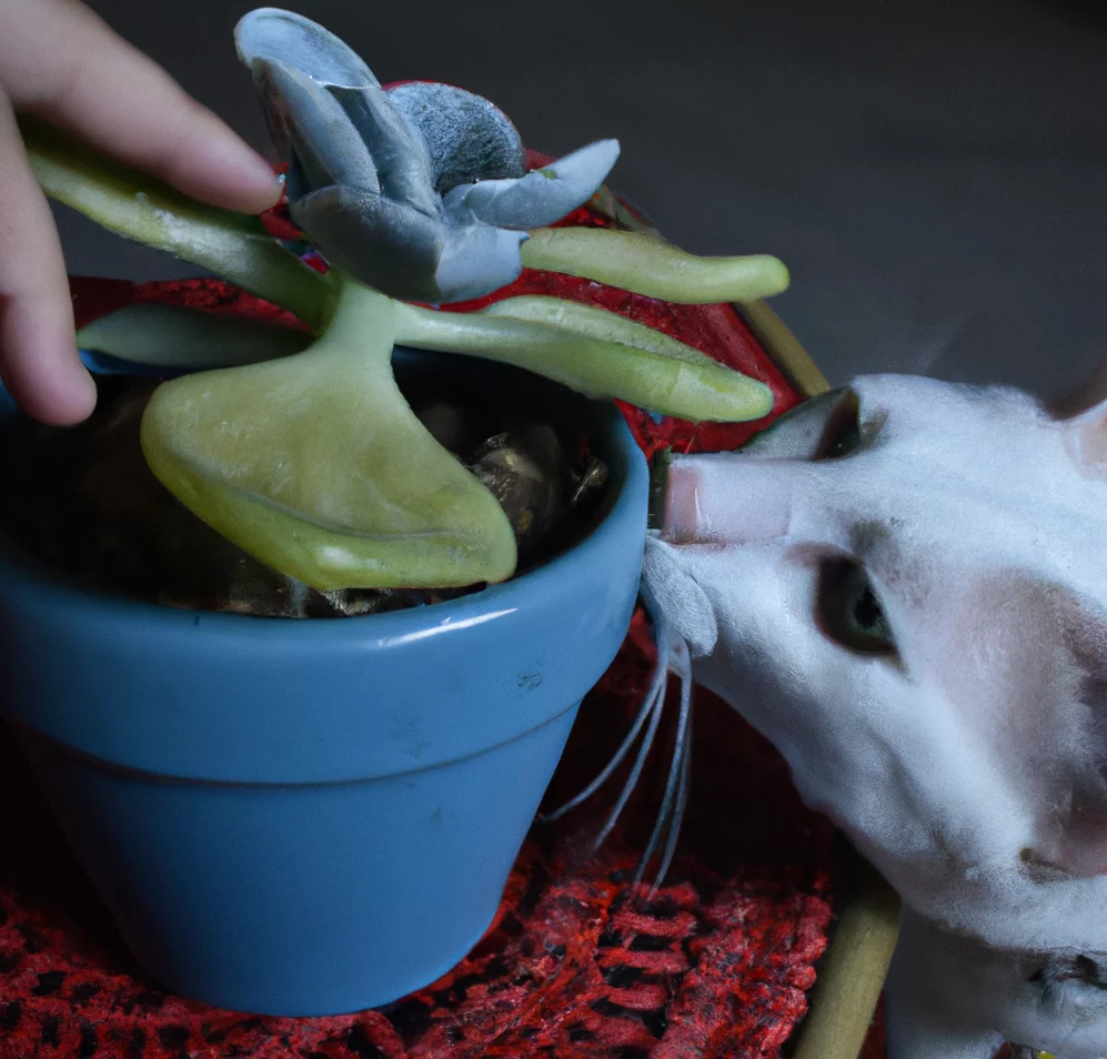 Ghost plant with a cat trying to sniff it