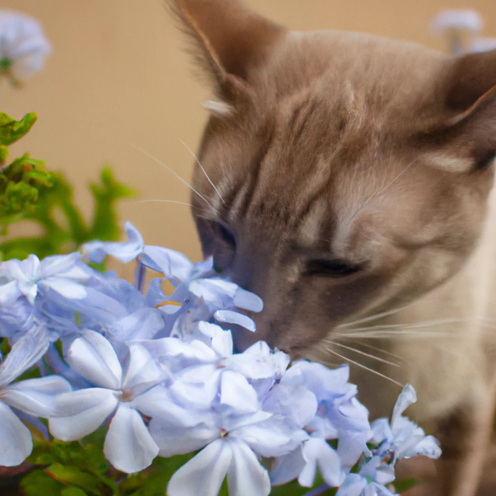 Chinese Plumbago with a cat nearby