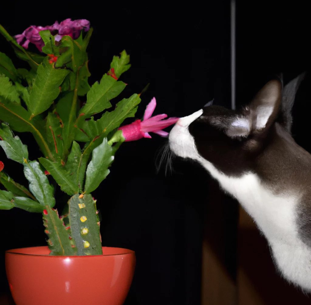 Christmas Cactus and a cat